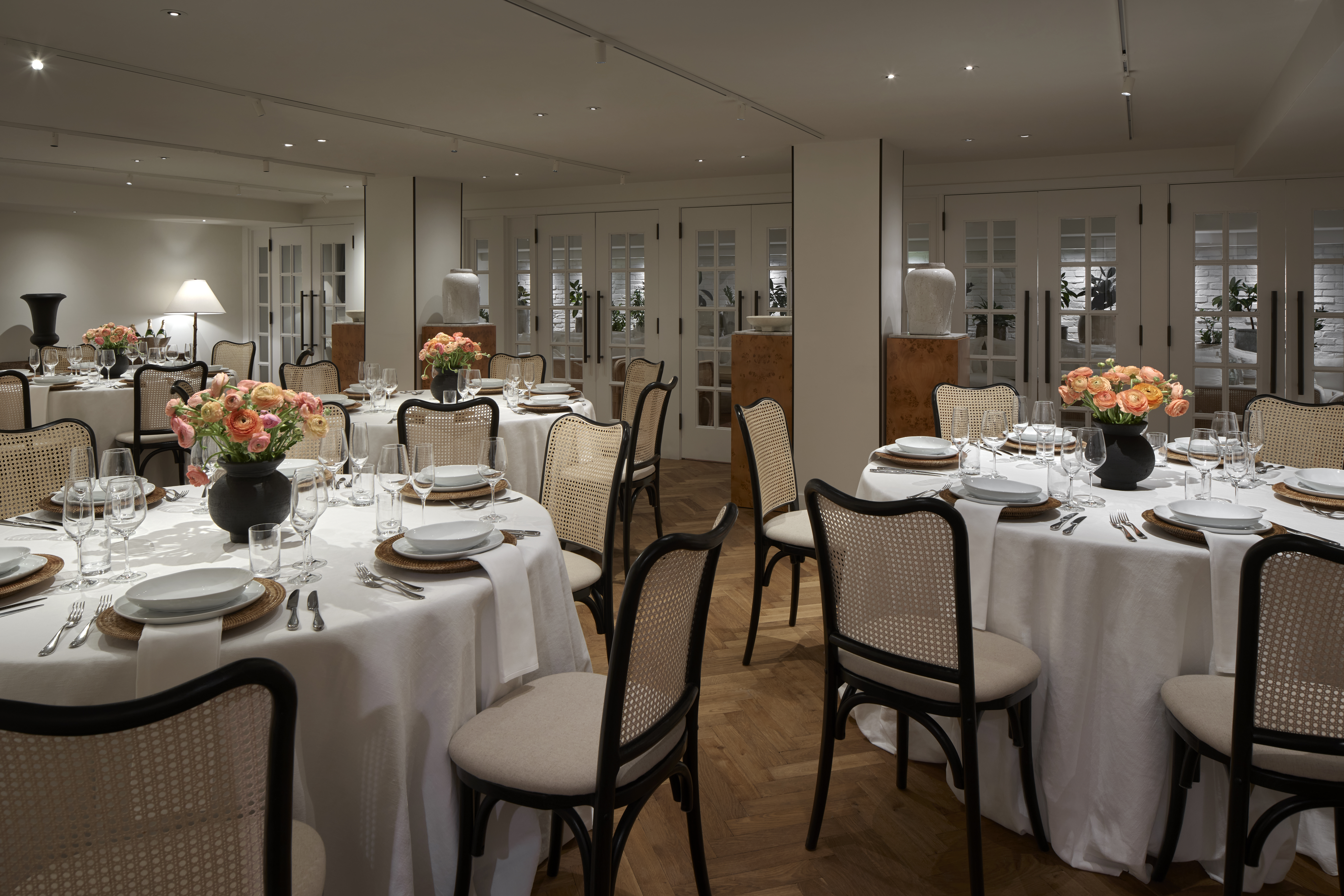 Drawing room set with round tables for a social function